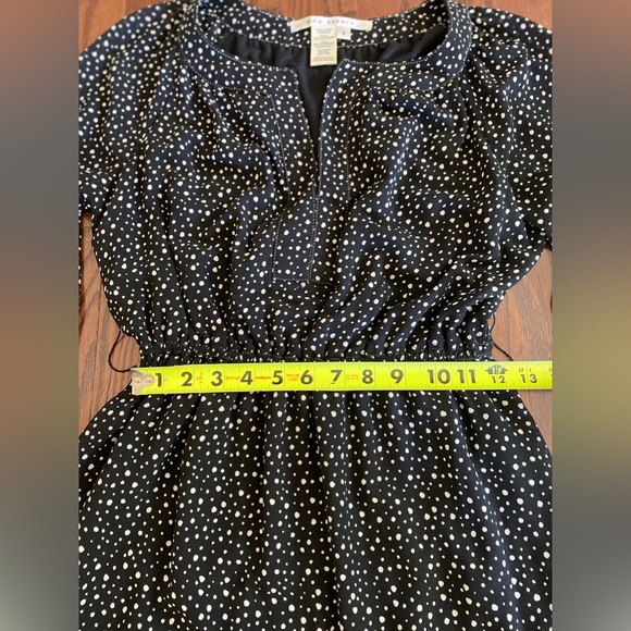 Long Sleeve dots DRESS with leather belt Max Studio Chiffon Cinch Waist Pullover - Picture 6 of 12